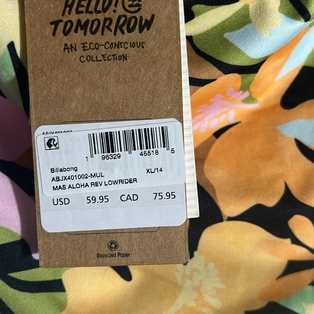Billabong Floral Bikini in Black with Pastel Yellow, Pink & Green - Picture 7 of 13
